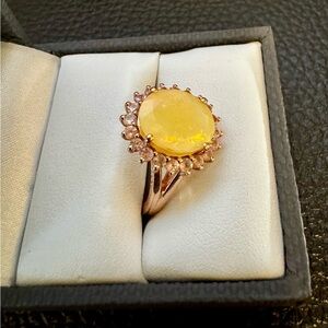 Ethiopian Opal w/Color Shift Garnet 18K Rose Gold over Sterling. Size 7.